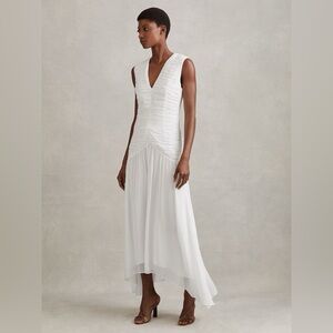 Reiss Saffy Ruched Bodycon midi dress Brand New